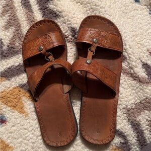 Hand-made brown leather sandals from Mexico 
Women’s size 9